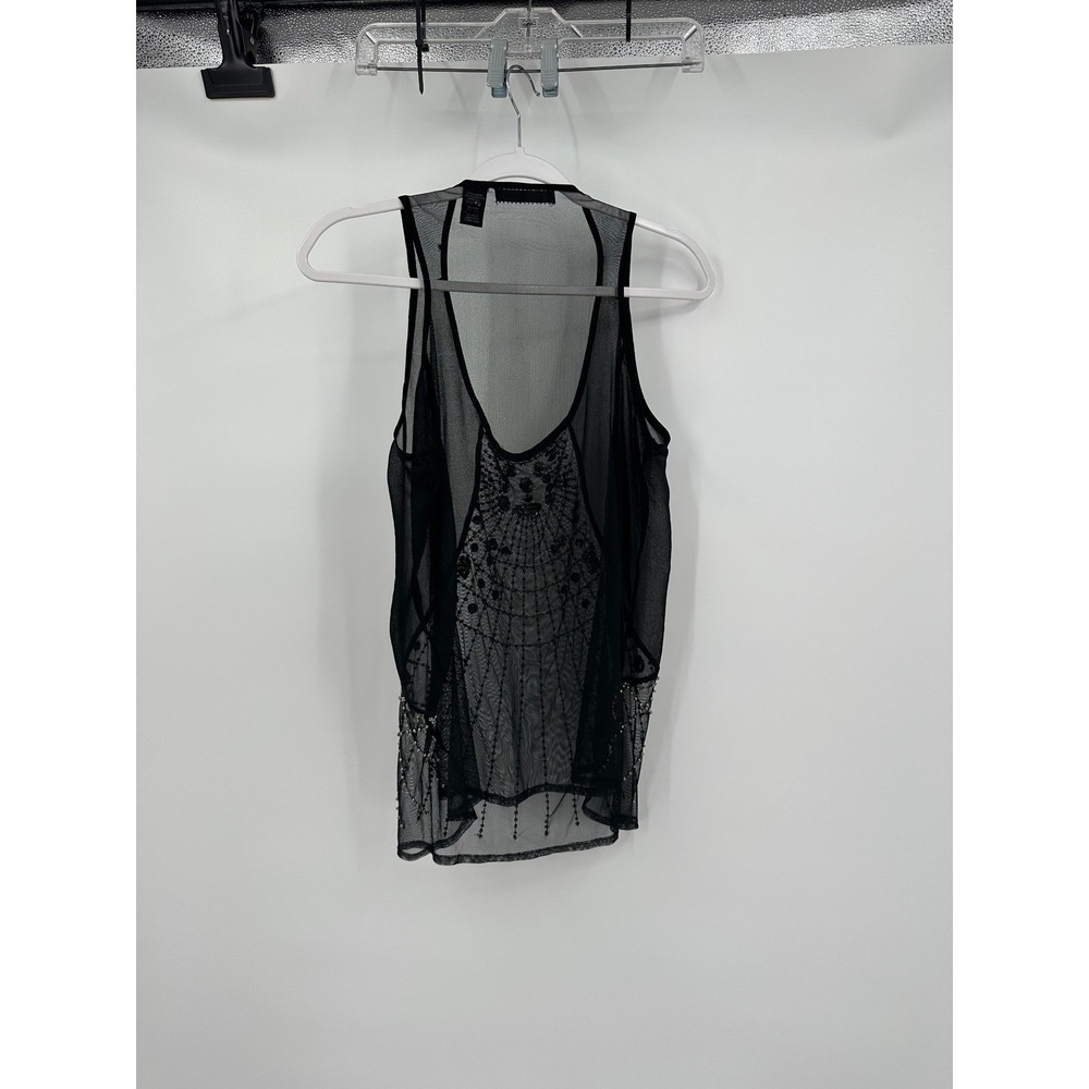 Womens Art Deco Flapper Top Size M Glam Dark Romance Sheer Beaded Festival - Picture 2 of 8